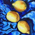 Lemons On Blue Tissue, 9x12 oil $270